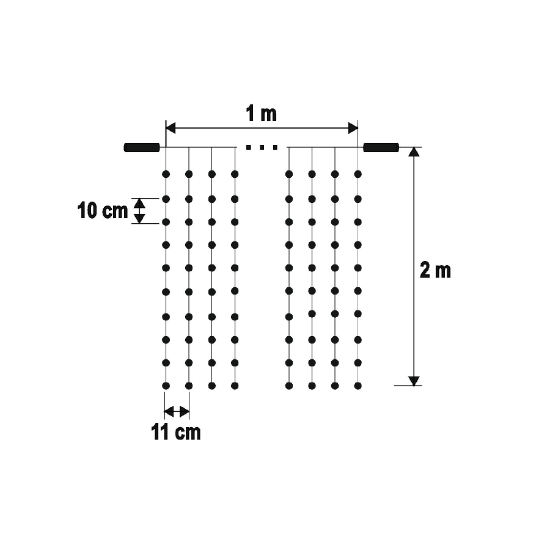 Imagine Perdea luminoasa cu LED-uri, 1x2 m / 200 LED-uri, conectabilă în serie, alb rece