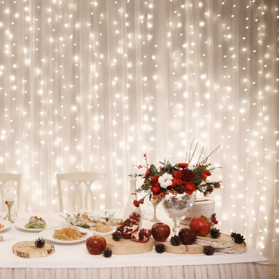 Imagine Perdea luminoasa cu LED-uri, 1x2 m / 200 LED-uri, conectabilă în serie, alb cald