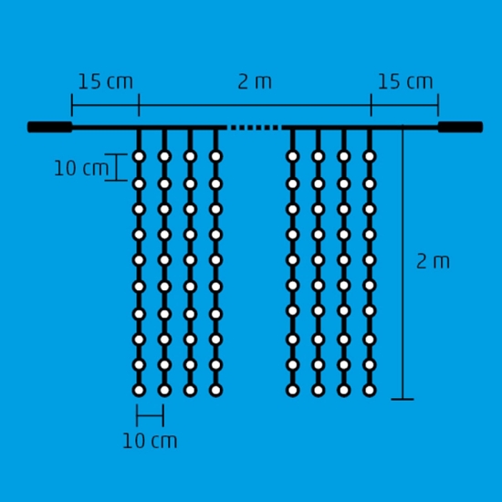 Imagine Perdea de lumini cu LED-uri, cu legare în serie, 2x2 m, IP44