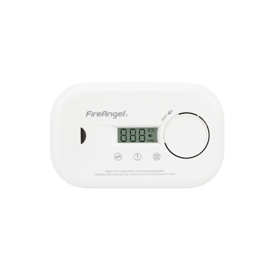 Imagine FireAngel alarma de monoxid de carbon, alimentat cu baterii, ecran LCD, CO