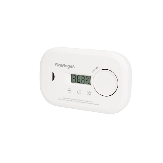 Imagine FireAngel alarma de monoxid de carbon, alimentat cu baterii, ecran LCD, CO
