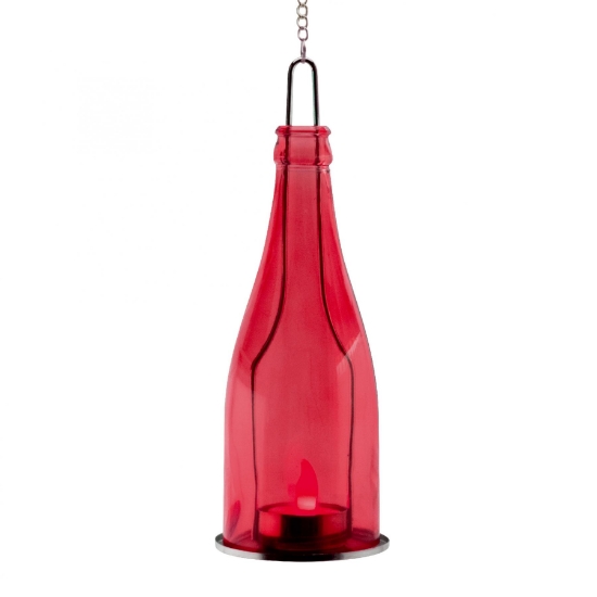 Imagine Sticla decor cu candela LED, rosu