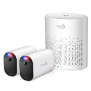 Imagine Homeguard, sistem de securitate fără fir Smart Deterrencre, smarthub 2 camere cu lumină roșie albastră și sirenă