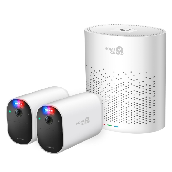 Imagine Homeguard, sistem de securitate fără fir Smart Deterrencre, smarthub 2 camere cu lumină roșie albastră și sirenă