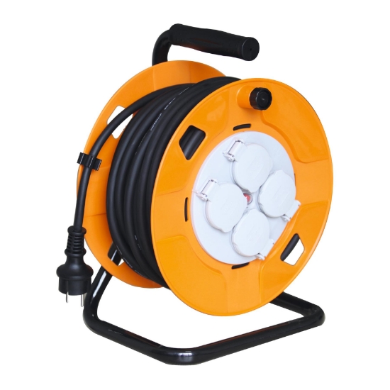 Imagine Tambur cablu, cadru metalic, 4 prize cu împământare, 30 m, 3x1,5 mm2, IP44