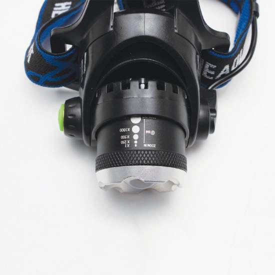 Imagine Lampa fixabila pe cap cu LED, zoom, incarcabila