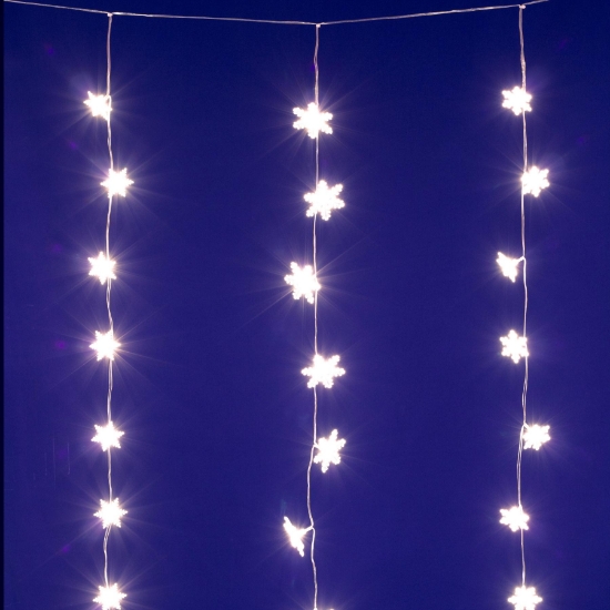 Imagine Perdea luminoasă LED cu fulgi de zăpadă, alb cald