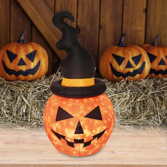 Imagine Halloween dovleac gonflabil, 180 cm, proiector LED in interior