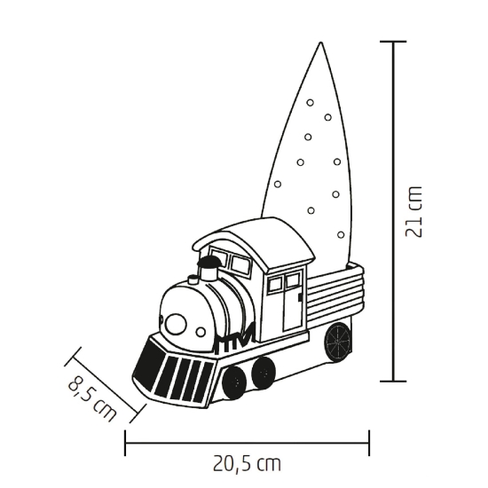 Imagine Figurina ceramica, locomotiva rosie cu brad