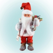 Imagine Figurină Moş care dansează şi cântă, 30 cm, roşu