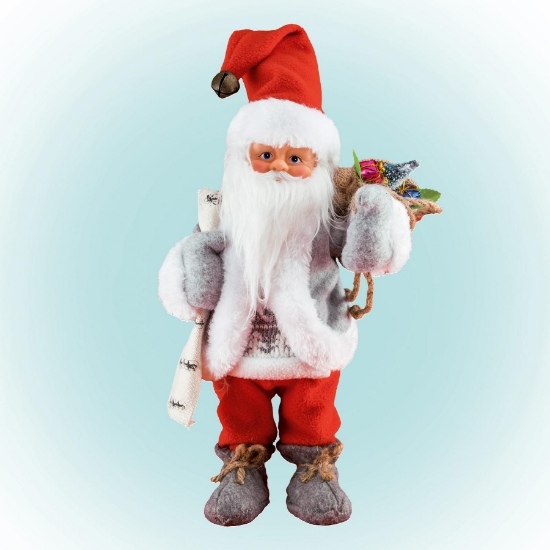 Imagine Figurină Moş care dansează şi cântă, 30 cm, roşu