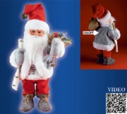 Imagine Figurină Moş care dansează şi cântă, 30 cm, roşu