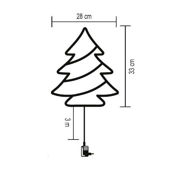 Imagine Decorațiune LED pentru fereastră, brad, temporizator 6/18 ore, adaptor, alb cald