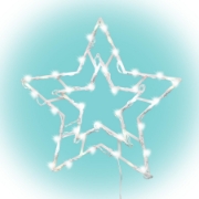 Imagine Decorațiune LED pentru fereastră, stea, temporizator 6/18 ore, adaptor, alba, calda