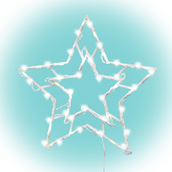 Imagine Decorațiune LED pentru fereastră, stea, temporizator 6/18 ore, adaptor, alba, calda