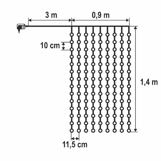 Imagine Perdea luminoasă LED DOT, 0,9 x 1,4 m, alb cald