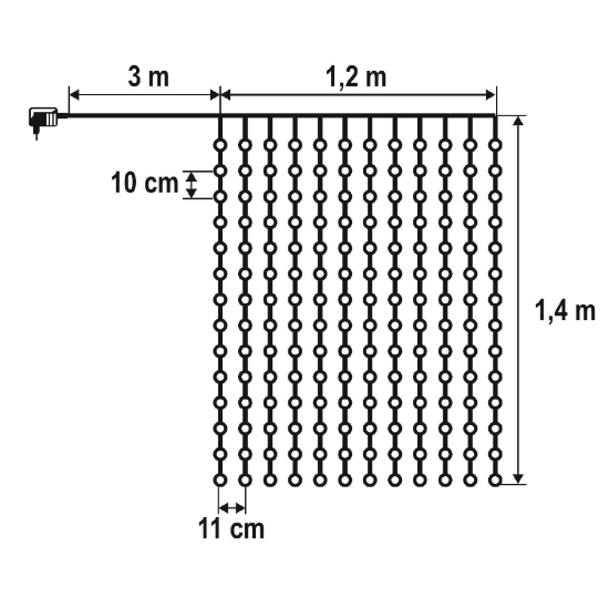 Imagine Perdea luminoasă LED DOT, 1,2 x 1,4 m, alb cald