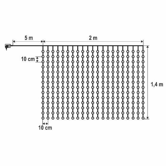 Imagine Perdea luminoasă LED DOT, 2 x 1,4 m, alb cald