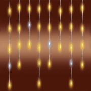 Imagine Perdea luminoasă LED cu sloi de gheață strălucitor, pentru exterior, 300 LED-uri DOT (alb rece intermitent între alb cald)