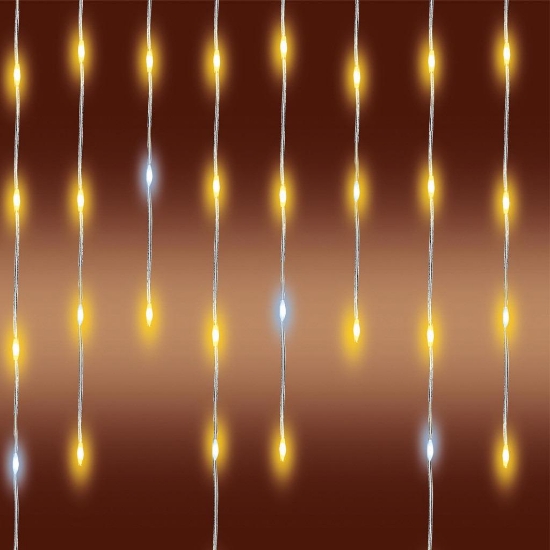 Imagine Perdea luminoasă LED cu sloi degheață strălucitoare, pt exterior, 600 LED-uri DOT (alb rece intermitent între alb cald)
