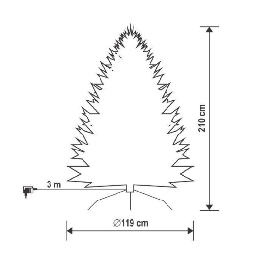 Imagine Brad artificial cu lumina LED incorporata, inaltime 210 cm