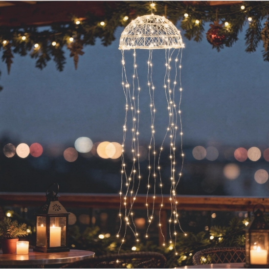 Imagine Decorațiune LED în formă de meduză, 160 LED-uri albe calde