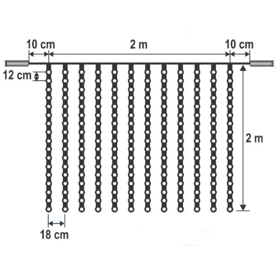 Imagine Perdea de lumini, 204 LED, alb cald, pt exterior, cu legare in serie