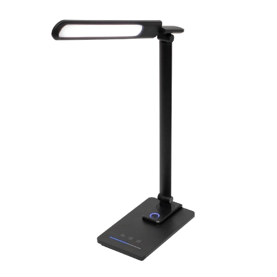 Imagine Lampa de birou LED cu lumina de veghe, metal, negru