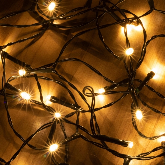 Imagine Ghirlanda cu LED-uri şi baterie, 50 buc LED alb cald, cu temporizator