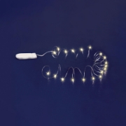 Imagine Ghirlanda microLED, suport plat de baterii, alb cald