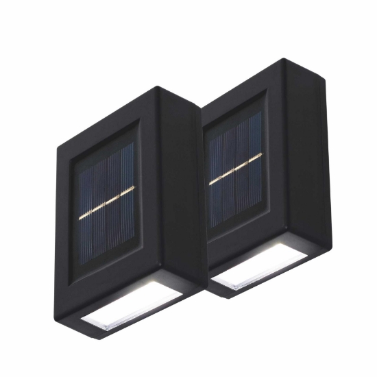 Imagine Set de lămpi solare de perete, 2 bucăți/cutie, 2 LED-uri alb cald, negru