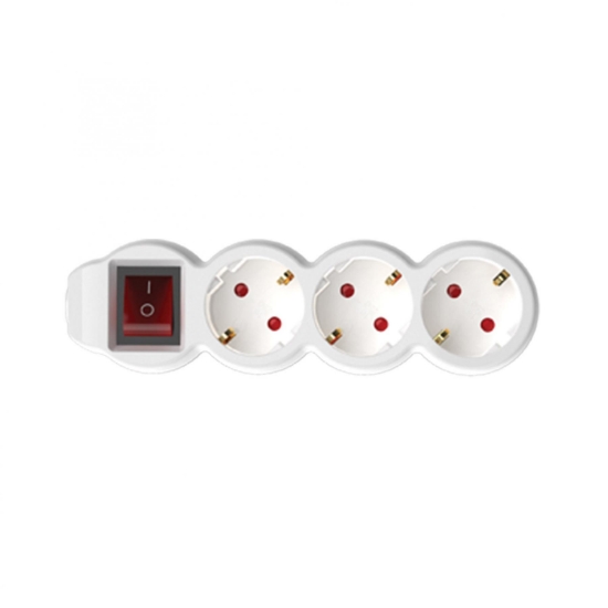 Imagine Prelungitor 3 prize, intrerupator, 10 m, 3x1,5mm2, alb