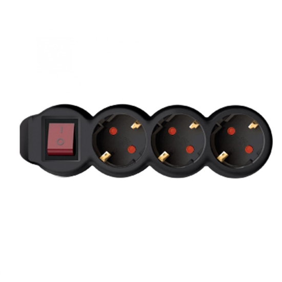 Imagine Prelungitor 3 prize cu intrerupator, 3m, 3x1,5mm2, negru