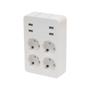 Imagine Distribuitor 4 socluri, 4 dist USB, pt priza de perete