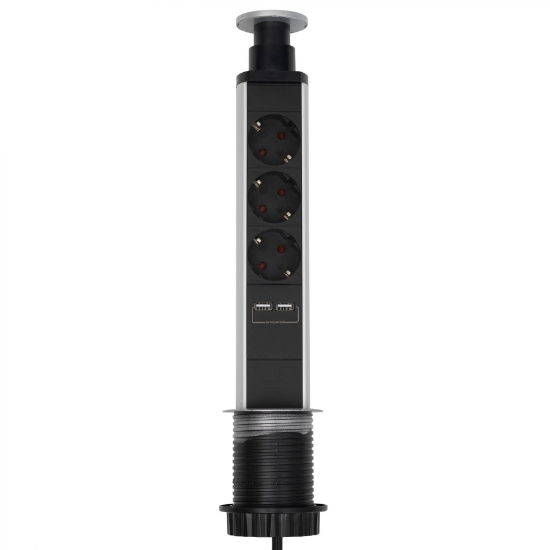 Imagine Prelungitor 3p, incastrabil in masa, 2xUSB