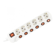 Imagine Prelungitor 6 socluri cu buton individual, 3 m, alb