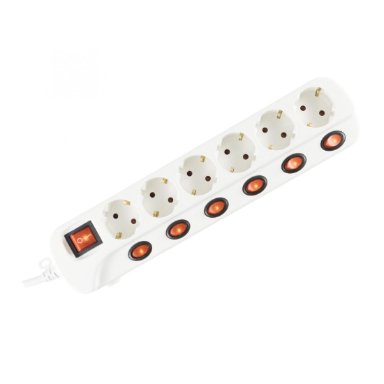 Imagine Prelungitor 6 socluri cu buton individual, 3 m, alb