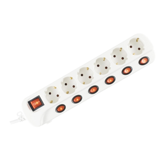 Imagine Prelungitor 6 socluri cu buton individual, 1.5 m, alb