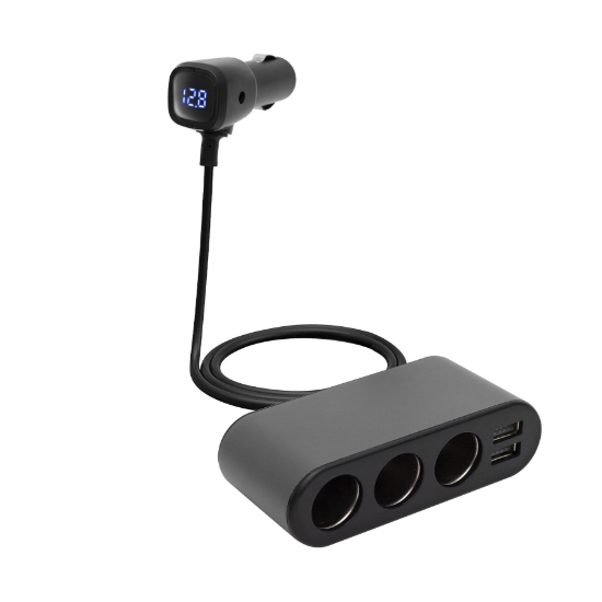 Imagine Distribuitor auto, 3 pini 2xUSB, Voltmetru