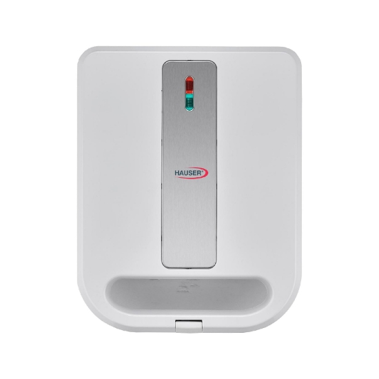 Imagine HAUSER SN-1450 aparat saratele, 1500 W, 4 suprafețe de prăjire, carcasă cu pereți reci, plăci de prăjire antiaderente, alb