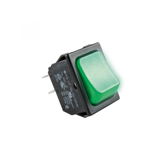Imagine Comutator basculant cu bec, 250V, 2 circuite, verde