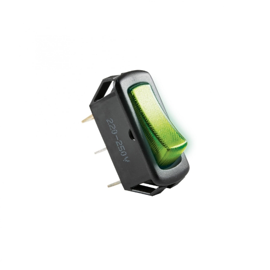 Imagine Comutator basculant cu bec, 250V, 1 circuit, verde