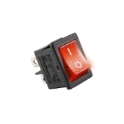Imagine Comutator basculant cu bec, 250V, 2 circuite, roşu