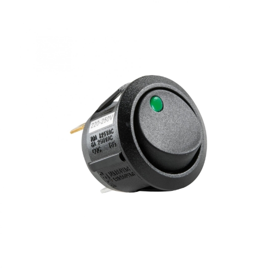 Imagine Comutator basculant cu bec, 250V, 1 circuit, verde