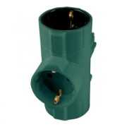 Imagine Distribuitor tip T, 3 socluri cu protectie, verde