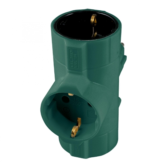 Imagine Distribuitor tip T, 3 socluri cu protectie, verde