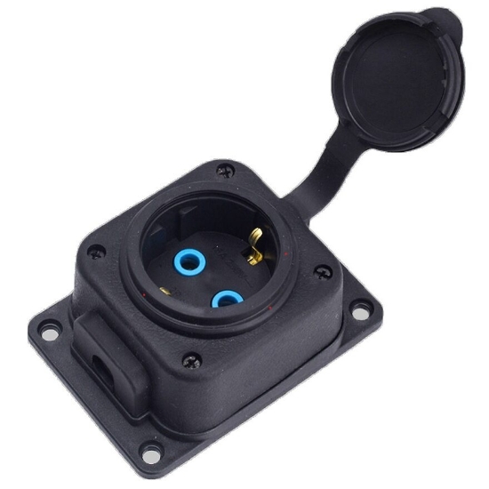 Imagine PRIZA APLICATA 1x16A CAUCIUC/CAPAC IP44 NEGRU