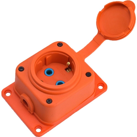 Imagine PRIZA APLICATA 1x16A CAUCIUC/CAPAC IP44 ORANGE