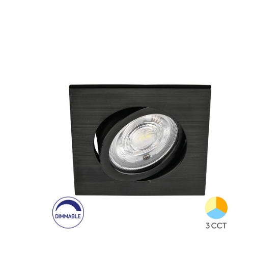 Imagine SPOT LED PATRAT 7W DIM 3IN1 230V IP20 NEGRU ROTA.