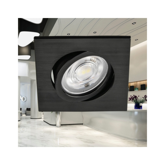 Imagine SPOT LED PATRAT 7W DIM 3IN1 230V IP20 NEGRU ROTA.